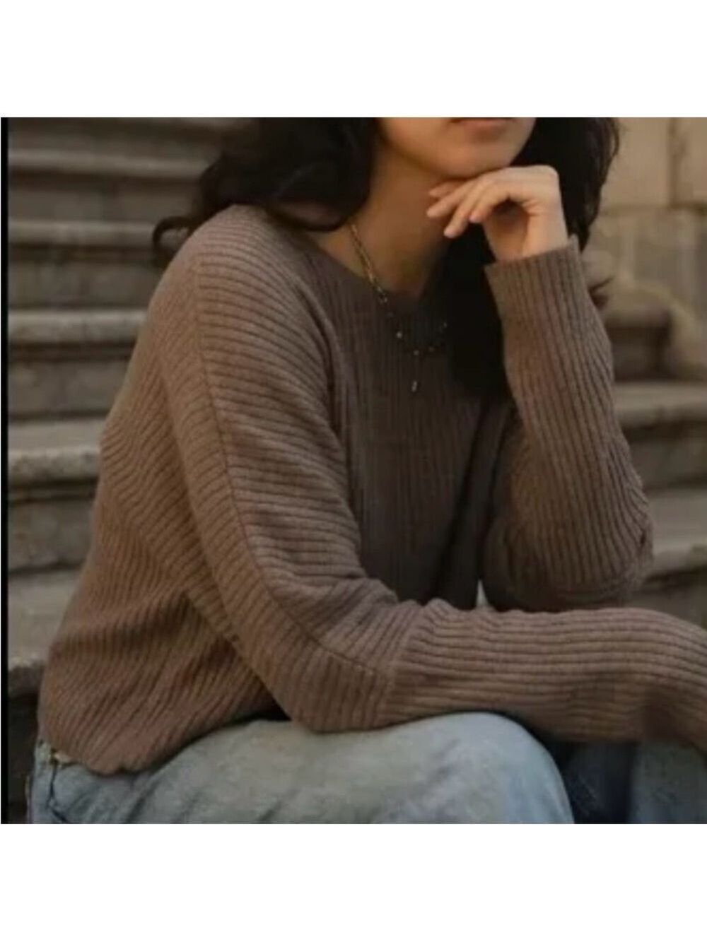 Cozy Ribbed Dark Mocha Oversized Sweater